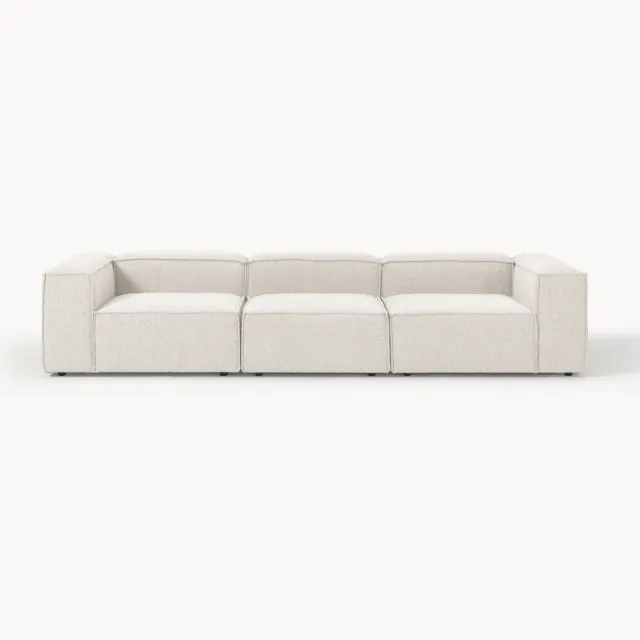 Westwing Collection Modulaire bank Lennon (4-zits) van bouclé Wit