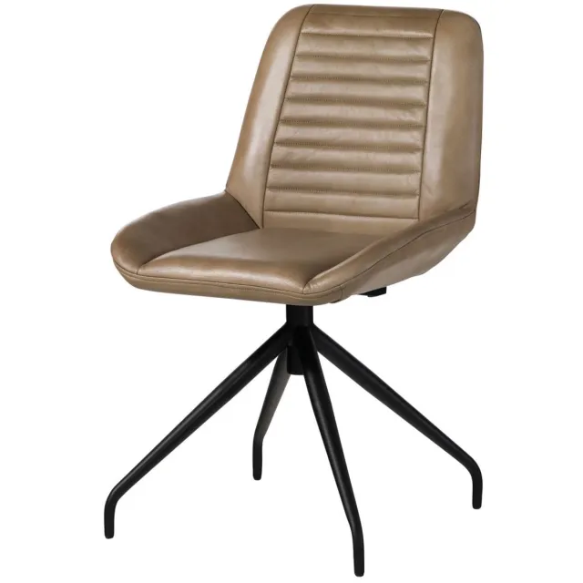 MASSIVMOEBEL24 .DE gestoffeerde stoel beige echt leer gemonteerd IRON LABEL #609