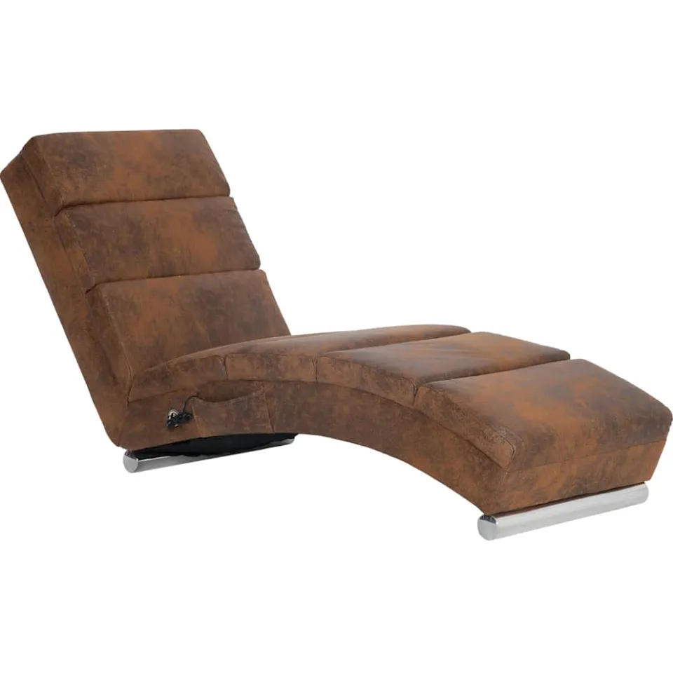 vidaXL Massage chaise longue kunstsuède bruin, foto 3