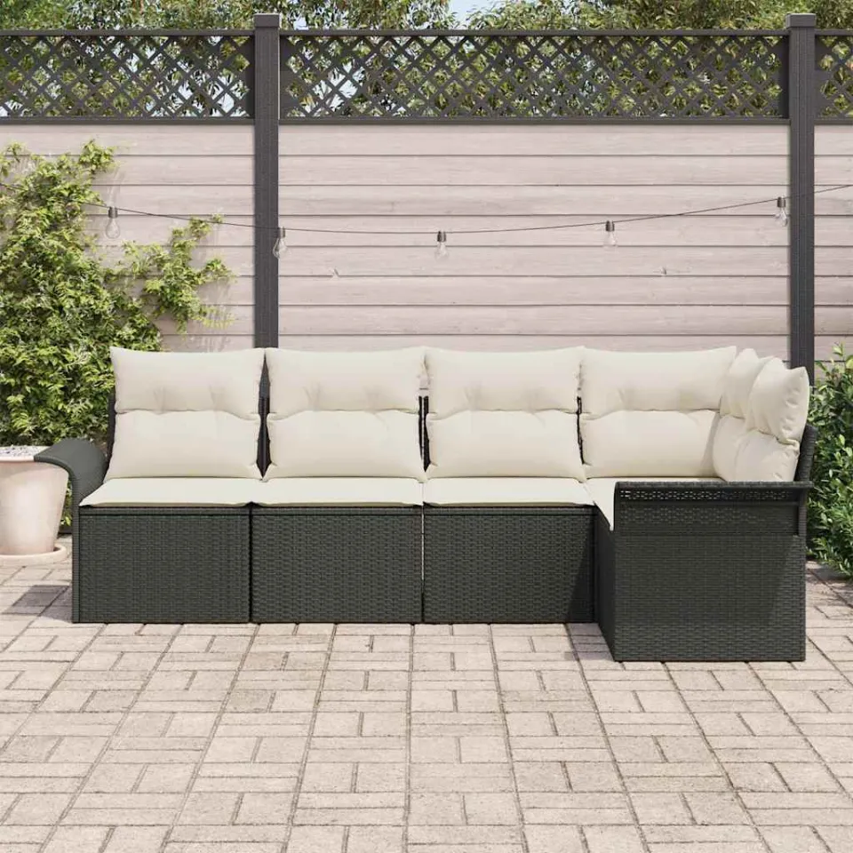 vidaXL Tuin Sofa Set 5 st Zwart poly rattan, foto 3