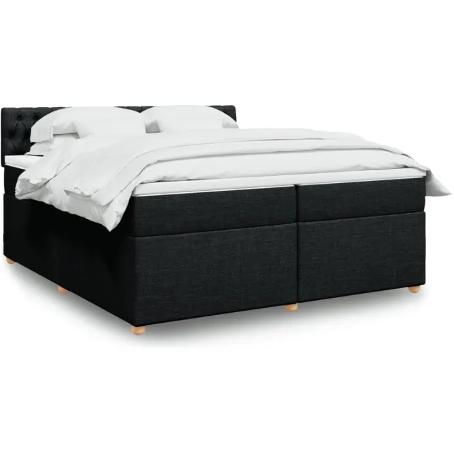 vidaXL Boxspring met matras stof zwart 200x200 cm