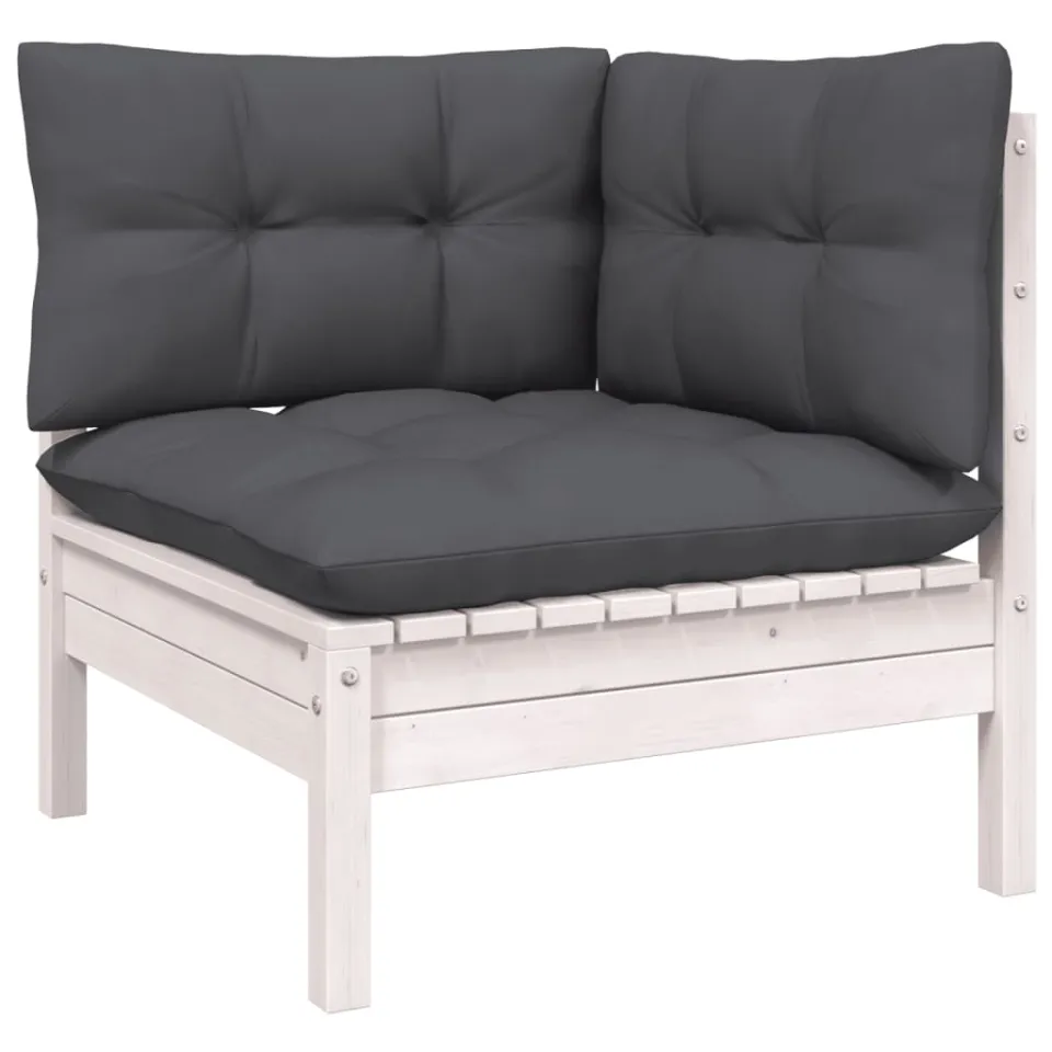 vidaXL 6-delige Loungeset met kussens grenenhout wit, foto 3