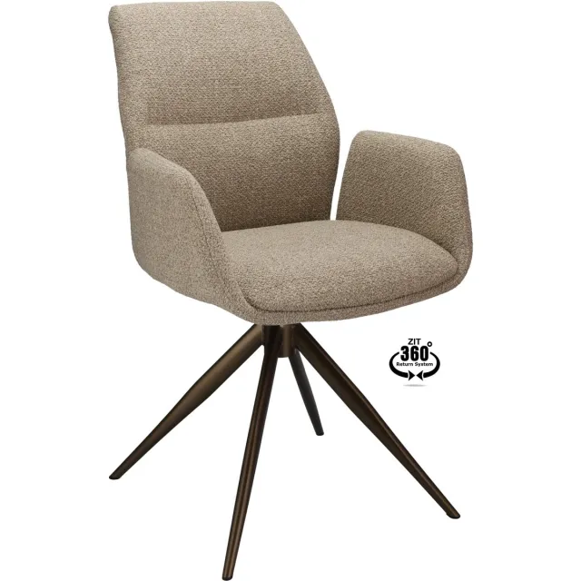 Icon Living Armstoel Waylon Stof Rhythm Liver Leg Bronze 360° Return-system Bruin