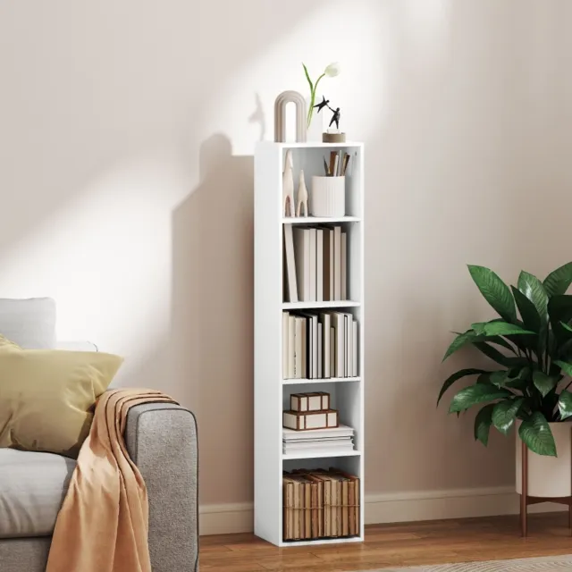 CHICFURN Boekenkast 30 cm - 5 open vakken - verstelbare planken - staand - wit