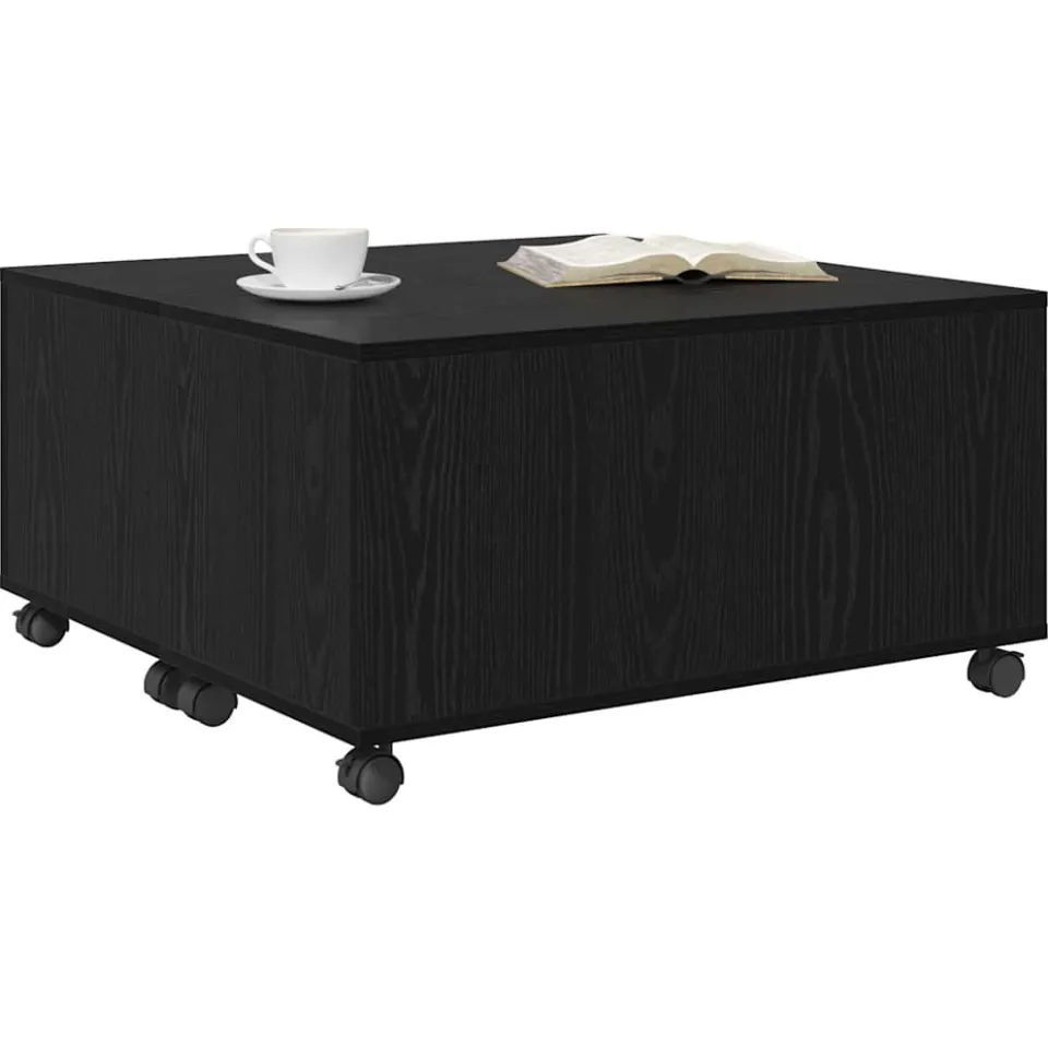 vidaXL Salontafel Zwart Eiken 75 x 75 x 38 cm Bewerkt hout