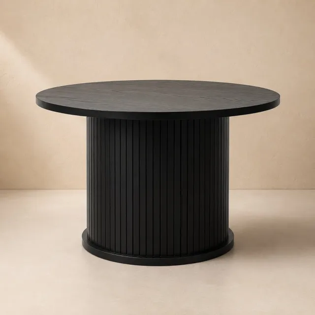 SCAVA Geribbelde salontafel, Diameter 70 cm x 40 cm zwart