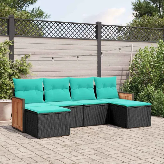 vidaXL 6-delige tuinbankset met kussens van zwart polyrotan, foto 2