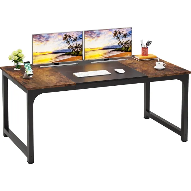 Tribesigns Keukentafel - Eettafel - 160 X 80 X 75 cm - Eetkamertafel Voor 6-8 Personen - met Stevige Metalen Poten - Industrieel Design - Vintage - Rustiek Bruin