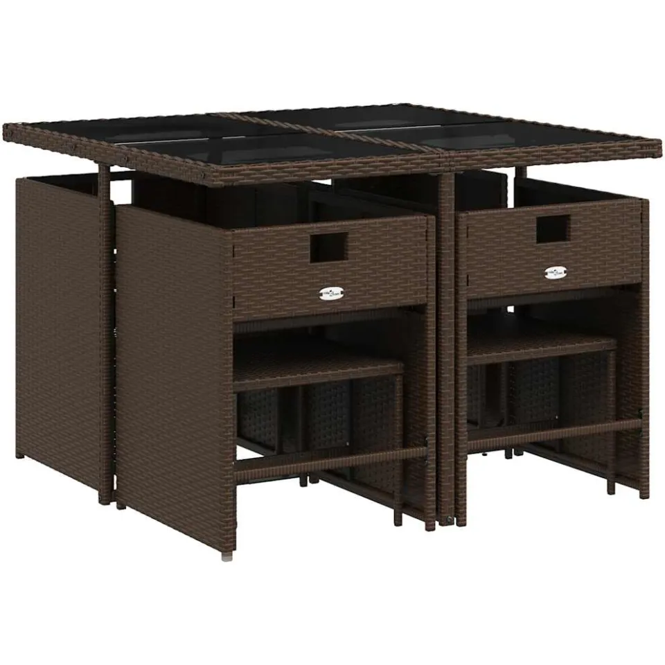 vidaXL 9-delige Tuinset met kussens poly rattan bruin, foto 4