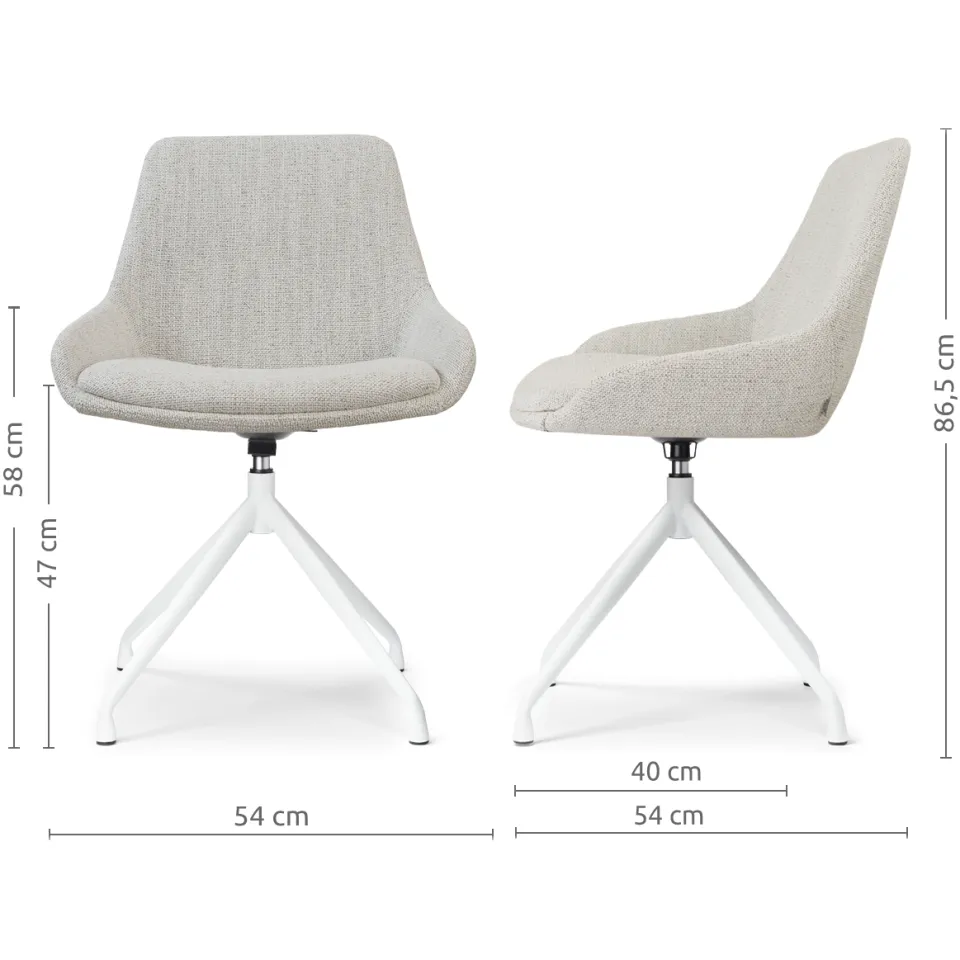 Nolon Nola-Isa draaibare eetkamerstoel beige gemêleerd - wit onderstel, foto 3