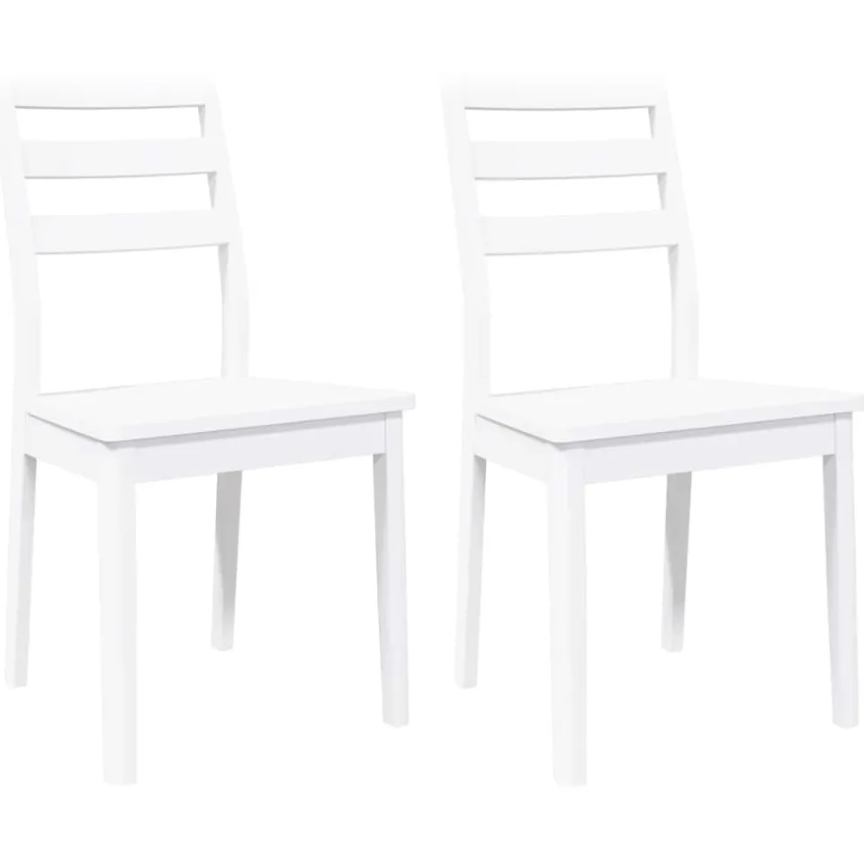 vidaXL Eetkamerstoelen 2 st massief hout rubber wit