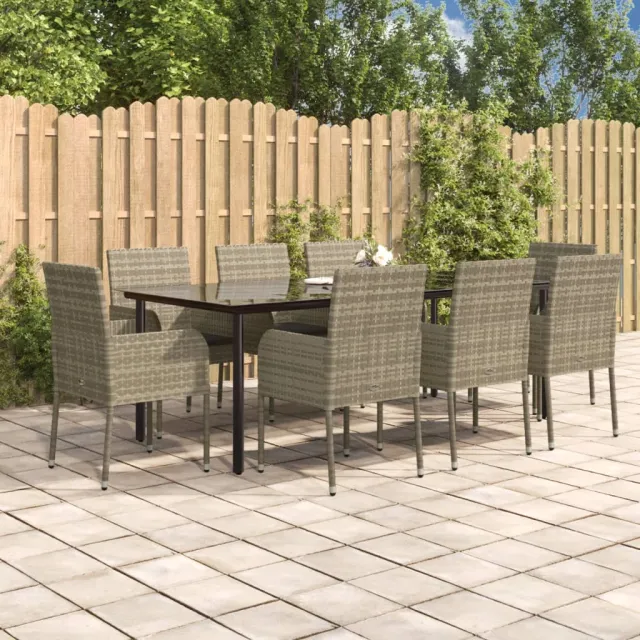 vidaXL 9-delige Tuinset met kussens poly rattan zwart en grijs, foto 2