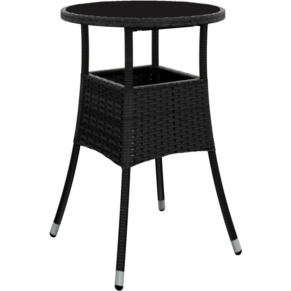 vidaXL 5-delige Tuinset met kussens poly rattan en glas zwart, foto 4