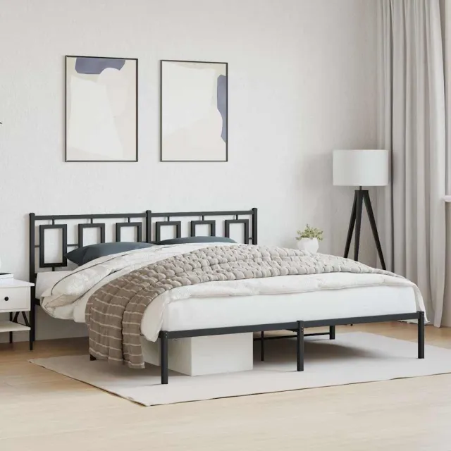 vidaXL Bedframe met hoofdbord metaal zwart 183x213 cm