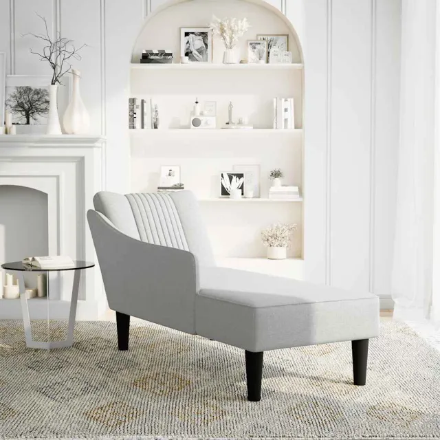 vidaXL Chaise longue met rechterarmleuning stof wolk grijs, foto 2