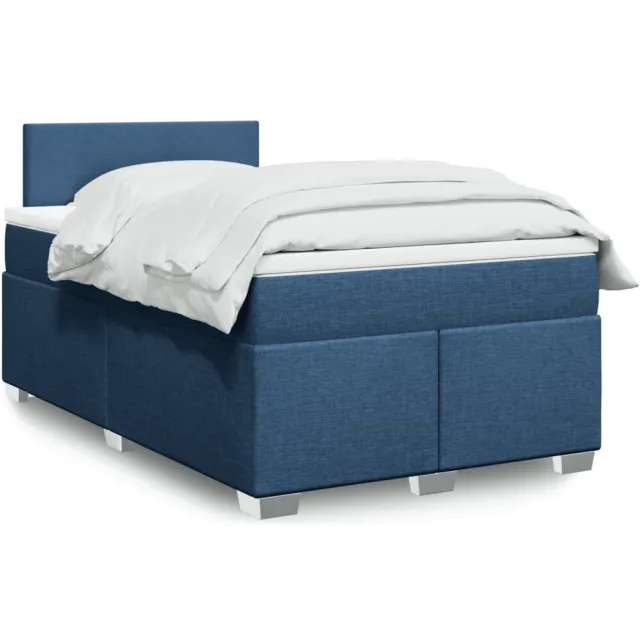 vidaXL Boxspring met matras stof blauw 120x200 cm