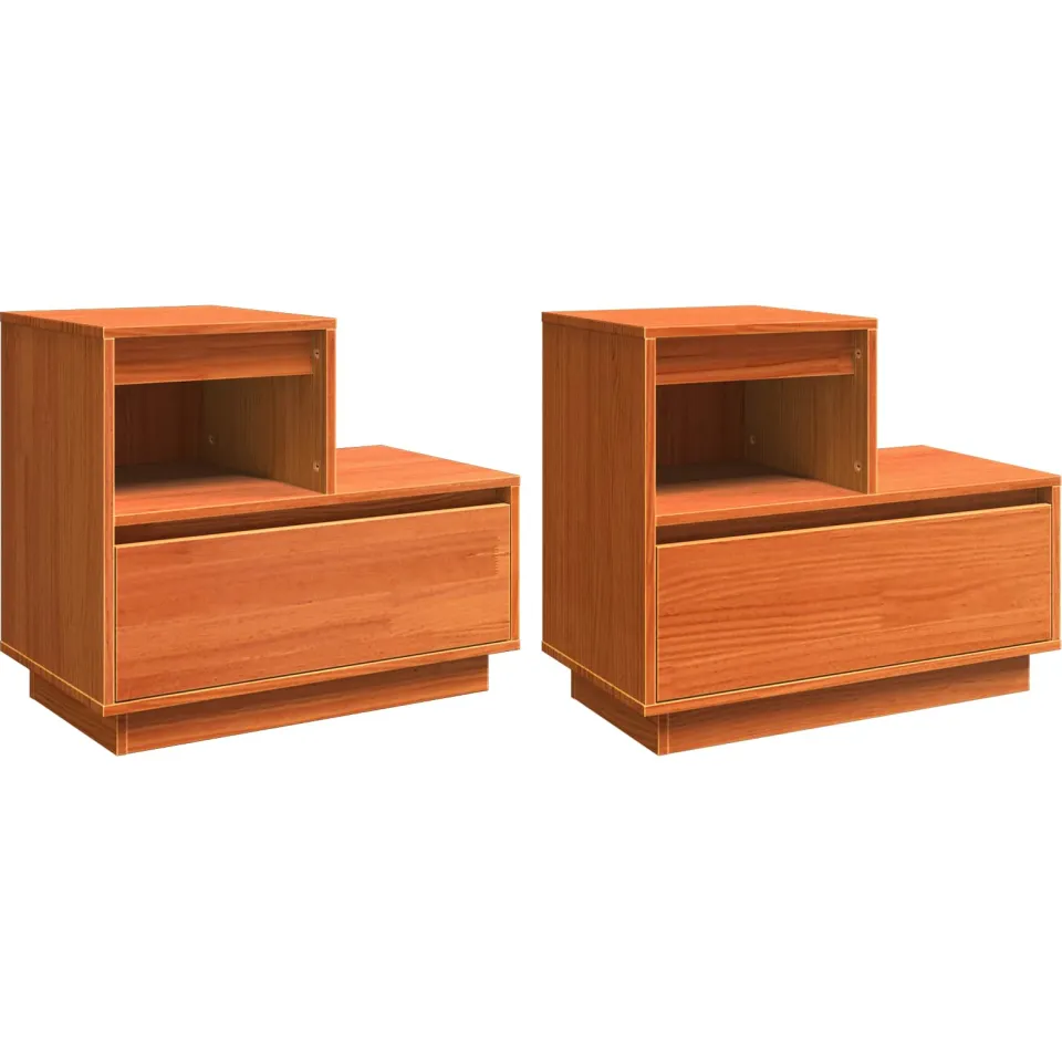 vidaXL Nachtkastje 2 st Wasbruin 60 x 34 x 51 cm Bewerkt hout bruin, foto 3