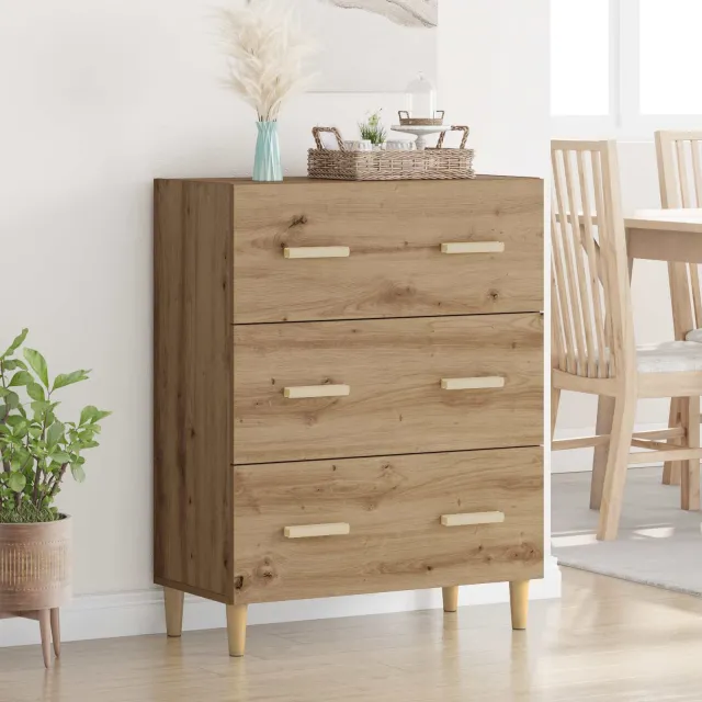 vidaXL Dressoir Artisan Eiken 69,5 x 34 x 90 cm Bewerkt hout Bruin