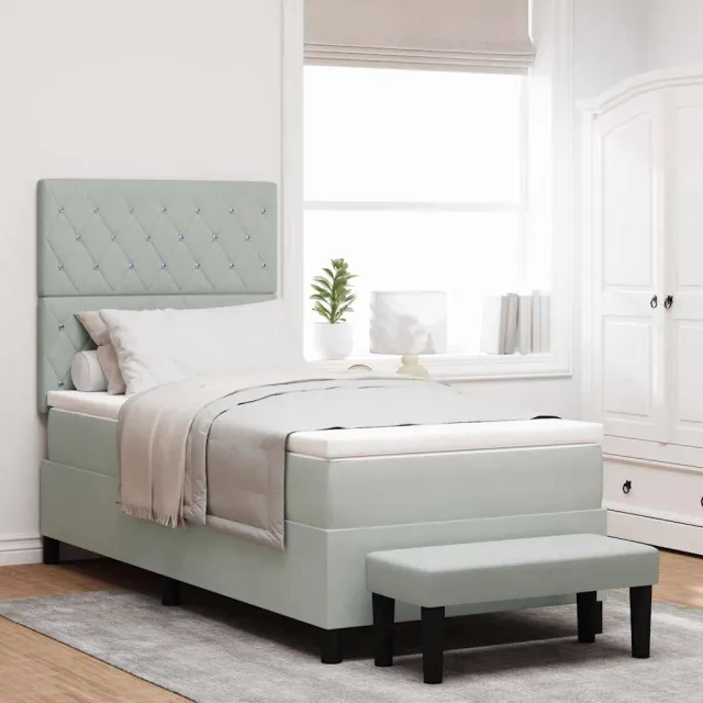 vidaXL Boxspring bed met hoofdeinde Lichtgrijs 200 x 90 cm Fluweel