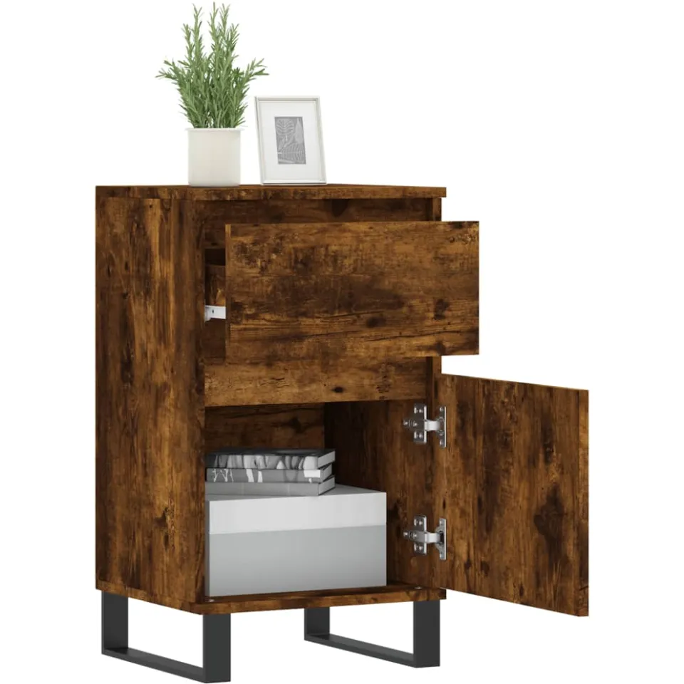 vidaXL Dressoir 40x35x70 cm bewerkt hout gerookt eikenkleurig, foto 4