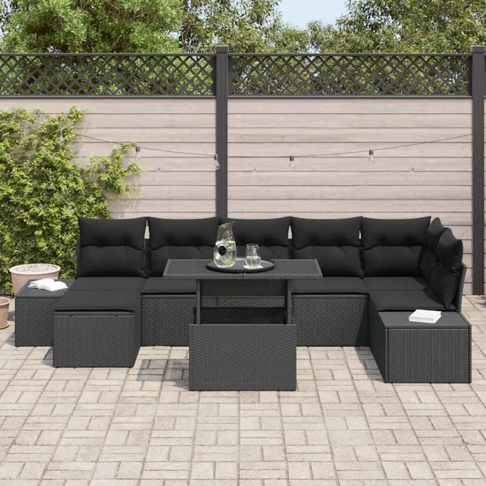 vidaXL Tuin Sofa Set 8 st Zwart poly rattan, foto 3