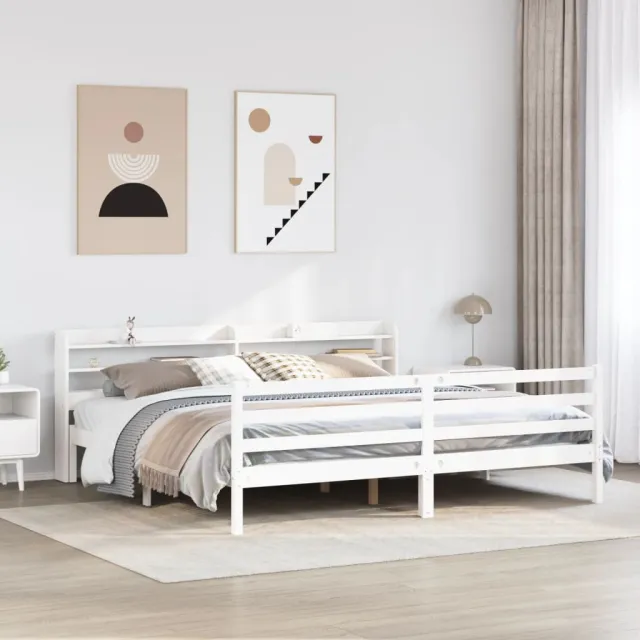 vidaXL Bedframe met hoofdeinde zonder matras 200x200 cm wit