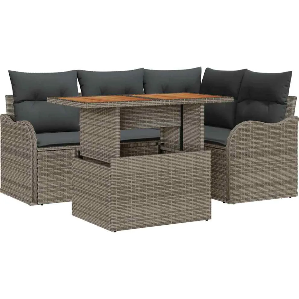 vidaXL Tuin Sofa Set 5 st Grijs Poly riet