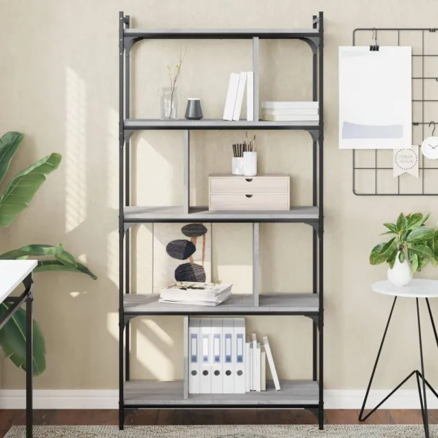 vidaXL Boekenkast 5-laags 76x32x158 cm bewerkt hout grijs sonoma, foto 2