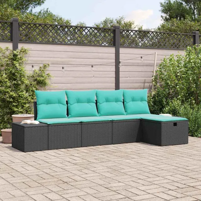 vidaXL Tuin Sofa Set 5 st Zwart poly rattan, foto 2