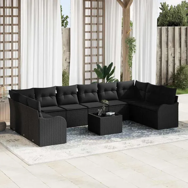 vidaXL Tuin Sofa Set 11 st Zwart poly rattan