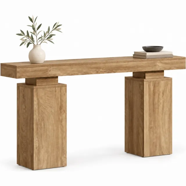 DMG Supply Consoletafel - Smal - Houtlook - 160 x 30 x 85 cm - Lichtbruin - MDF