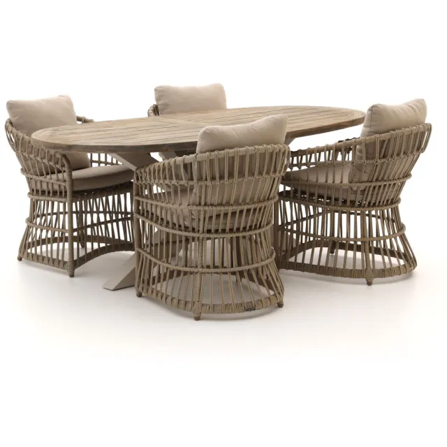Intenso Furniture Intenso Cameri/ROUGH-Y Ellips 200cm dining tuinset 5-delig Taupe