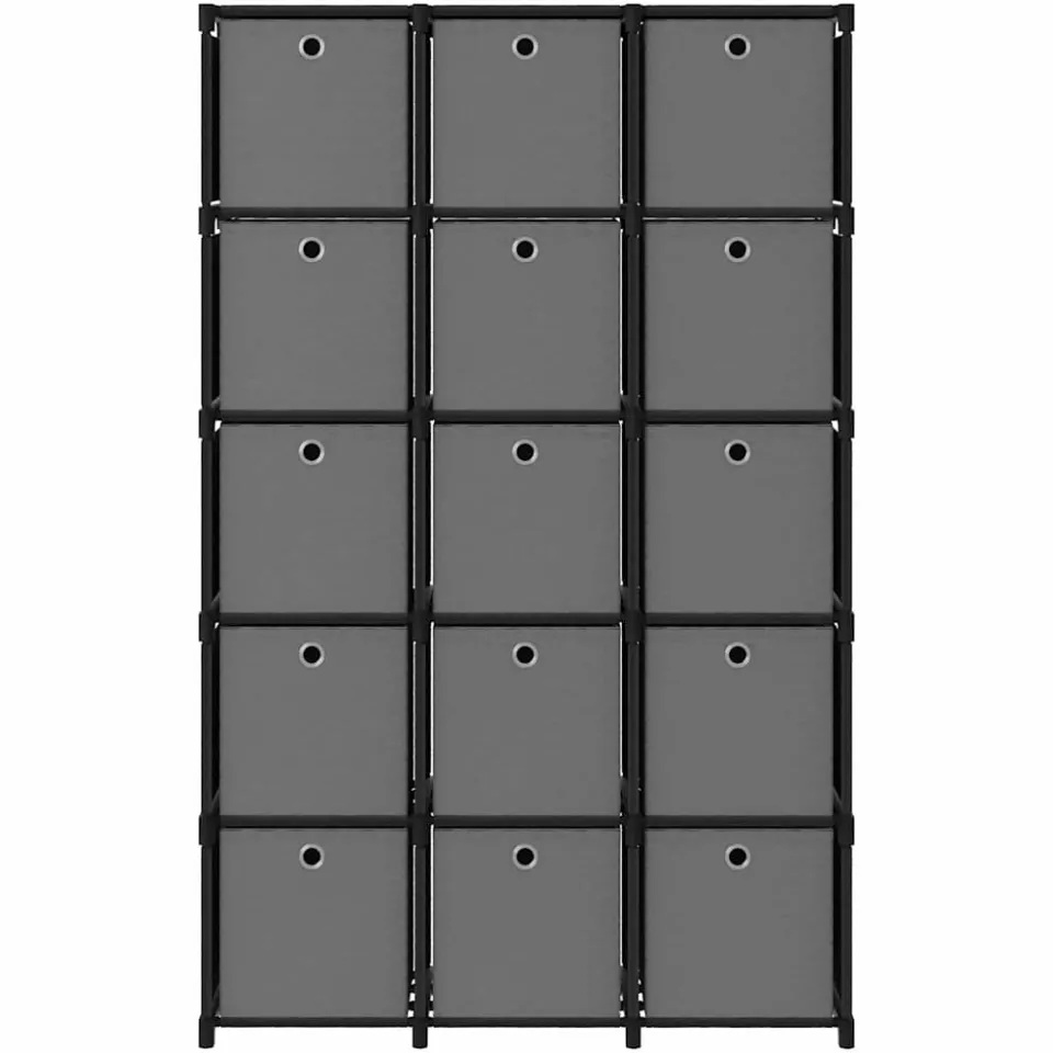 vidaXL Kast met 15 vakken met boxen 103x30x175,5 cm stof zwart, foto 2
