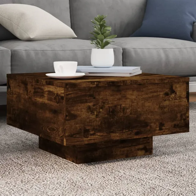 vidaXL Salontafel met LED-verlichting 55x55x31 cm gerookt eikenkleurig Bruin