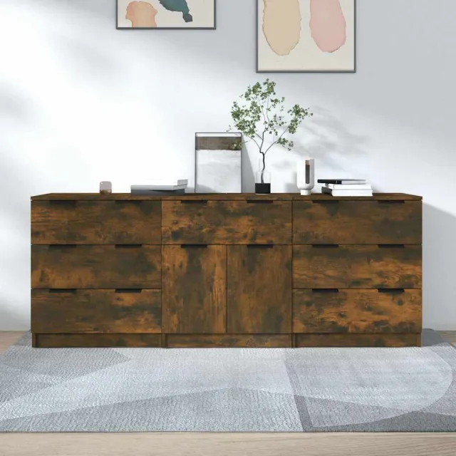 vidaXL 3-delige Dressoirs bewerkt hout gerookt eiken, foto 2