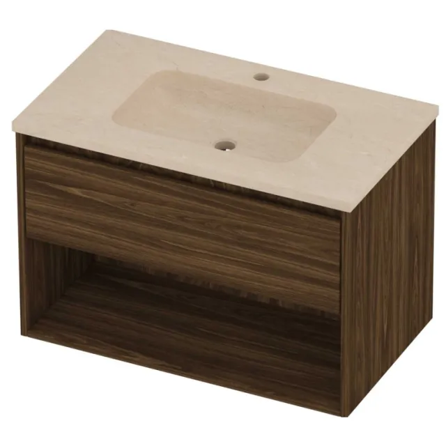Proline Rollo Badmeubelset Hardsteen Elegant Met Schap 80x46x54 cm Sand Stone Cabana Oak Eiken