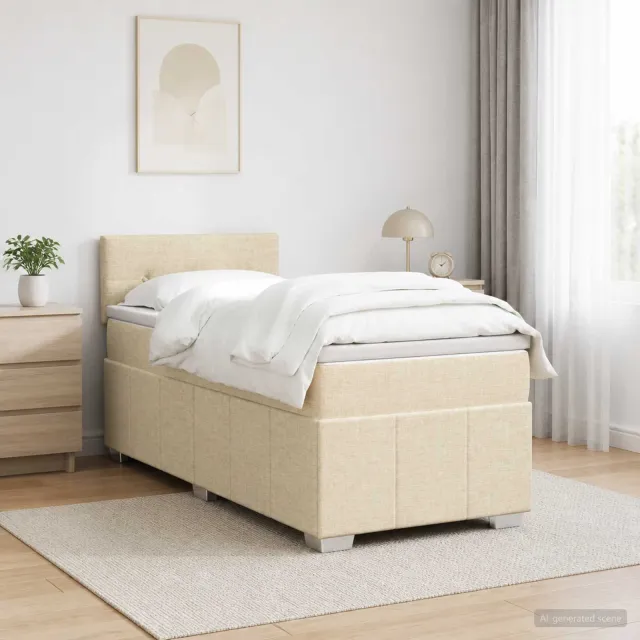 vidaXL Boxspringbed met matras Crèmekleurig 100 x 200 cm Stof