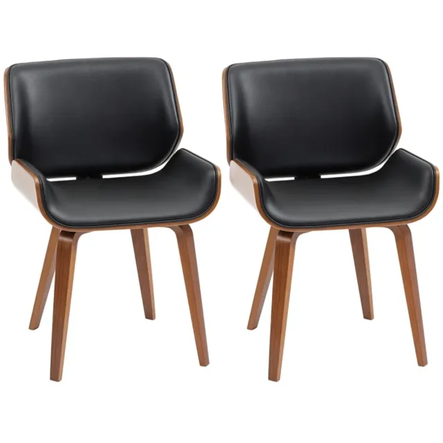 ZYLARO Eetkamerstoel - Set Van 2 - Vintage - Houten Stoffen Schuimstoelen - Zwart