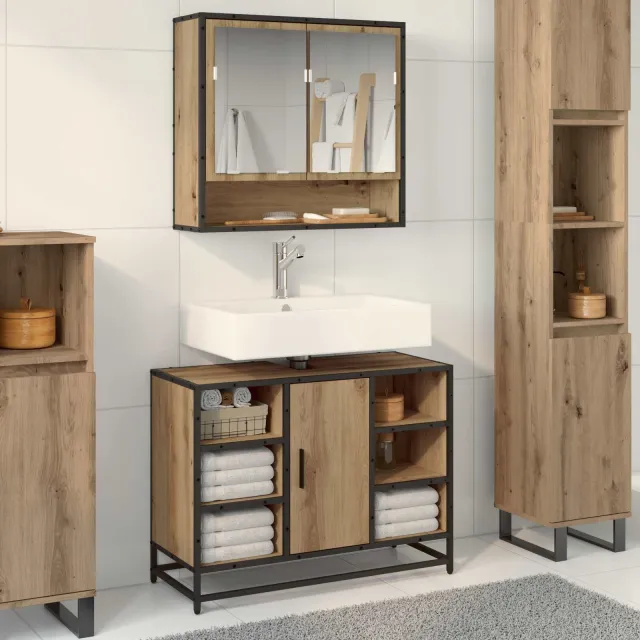 vidaXL Badkamermeubelset 2 st Artisan Eiken 80 x 33 x 60 cm Bruin