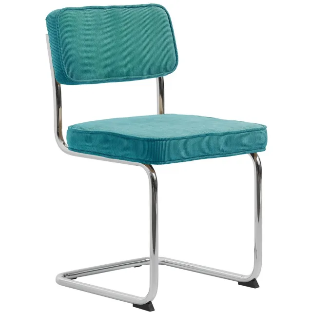 Meubelplaats Eetkamerstoel Rupert blauw - ribstof - eetkamerstoelen set van 4