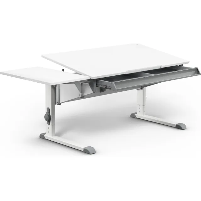 Moll World Moll Sprinter Kinderbureau - Met Side Top - In hoogte verstelbaar - Kantelbaar blad - Ergonomisch en meegroeiend bureau - Voor schoolkinderen - Wit