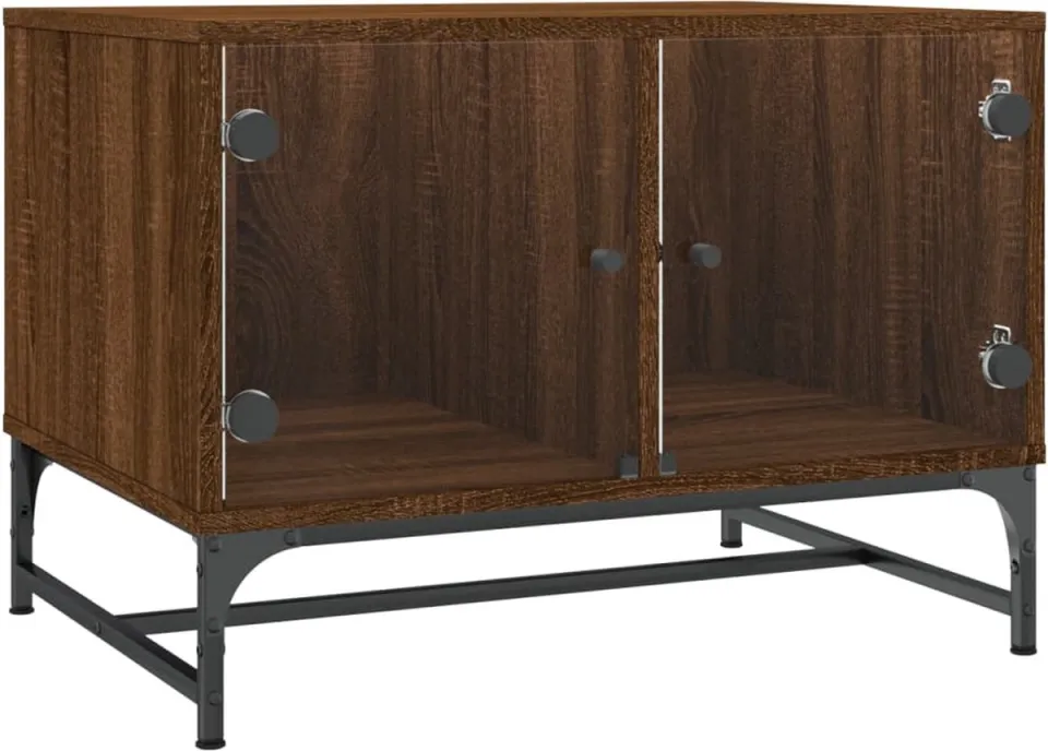 vidaXL Coffee Table Brown Oak Medium Engineered wood, glass, steel, foto 3