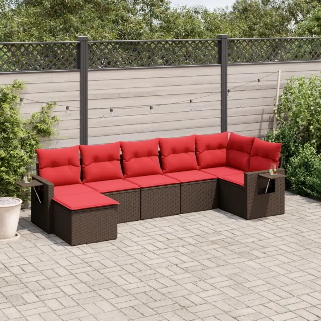 vidaXL 7-delige tuinbankset met kussens, bruin polyrotan, foto 2