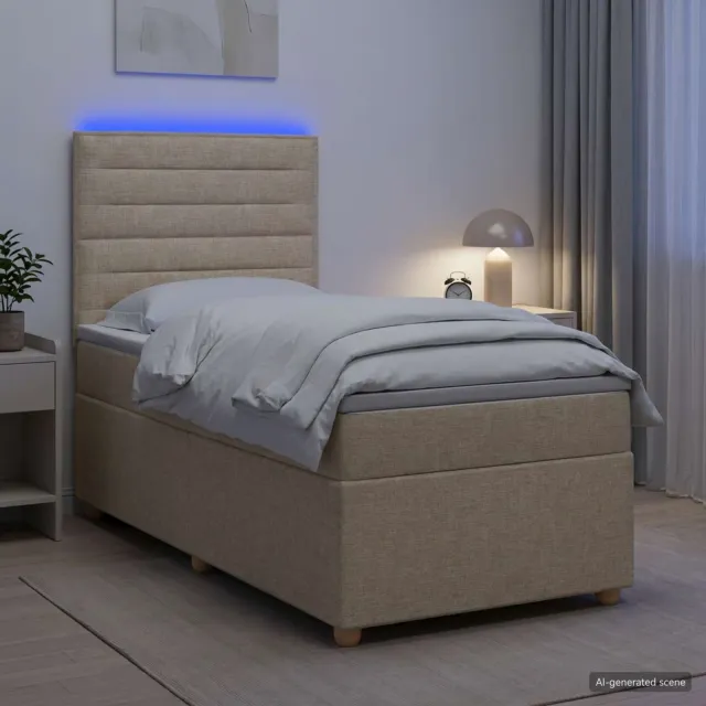 vidaXL Boxspringbed met matras Crèmekleurig 80 x 200 cm Stof