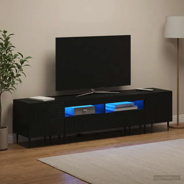 vidaXL 3-delige LED TV-kast Zwart Bewerkt hout