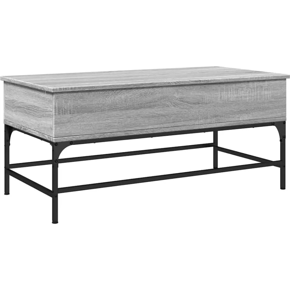 vidaXL Salontafel 100x50x45 cm bewerkt hout en metaal grijs sonoma