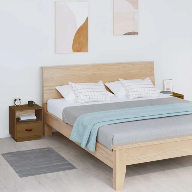vidaXL Nachtkastjes 2 st 40x34x45 cm massief grenenhout honingbruin bruin, foto 2