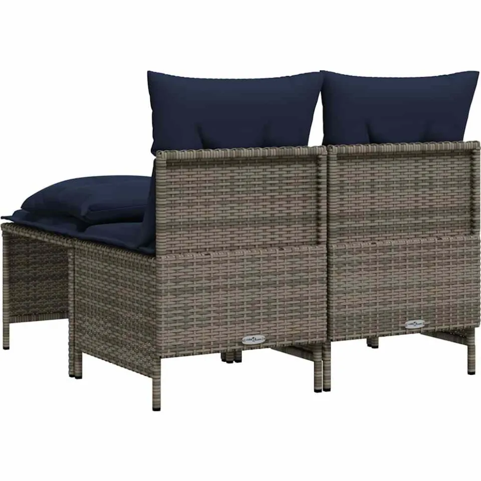 vidaXL 4-delige tuinbankset met kussens, grijs polyrotan, foto 4