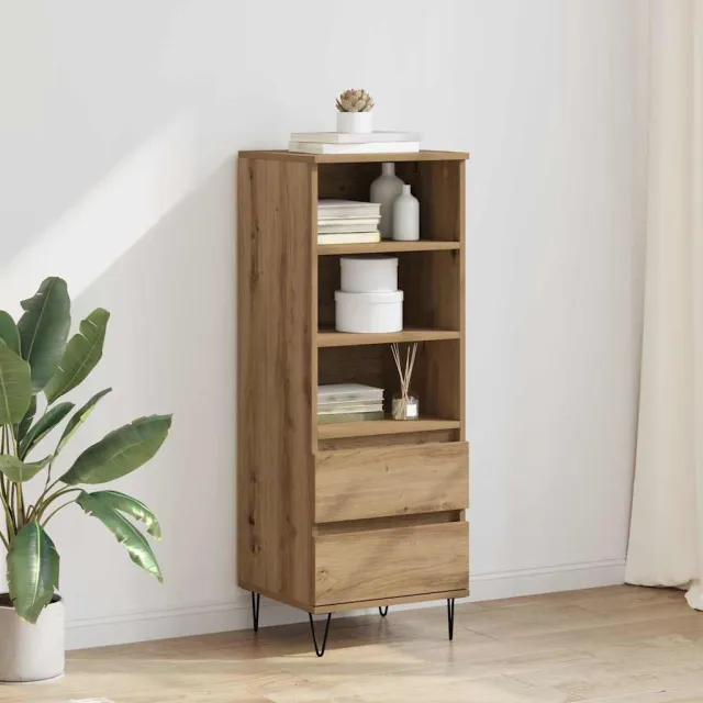 vidaXL Highboard Artisan Eiken 40 x 36 x 110 cm Bewerkt hout Bruin