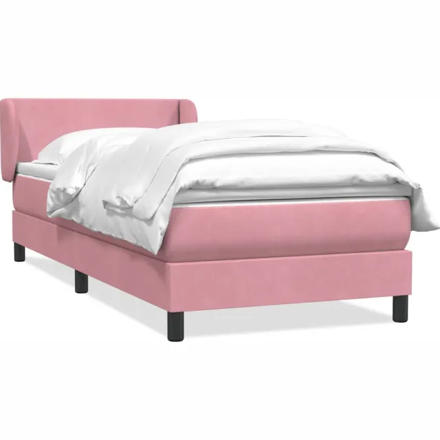 vidaXL Boxspring met matras fluweel roze 80x220 cm